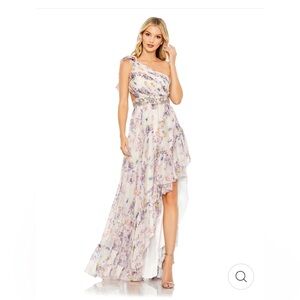 Mac Duggal ONE SHOULDER ASYMMETRICAL HIGH LOW GOWN size 2 NEW $538